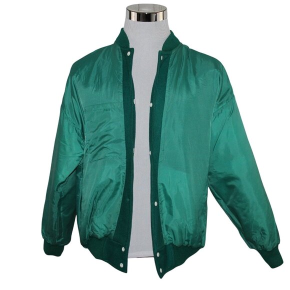 Vintage 70s 80s Garamont Sport Large Green White Varsity Letterman Retro Jacket - Picture 8 of 12